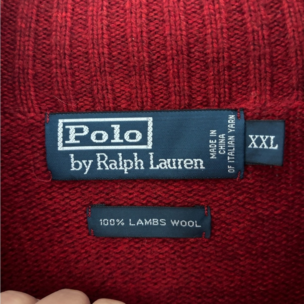 Gorgeous Polo by Ralph Lauren Red Quarter-Zip 100% Lambs Wool Size XXL - Picture 4 of 7